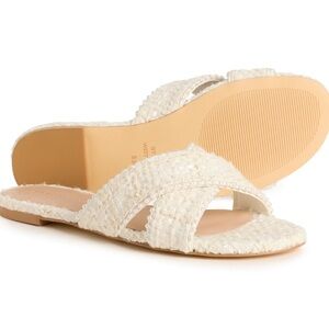 Stuart Weitzman Pearl White Slide Sandals